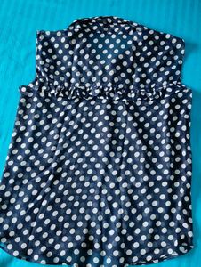Navy Polka Dot Sleeveless Blouse