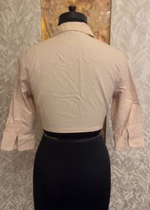 Beige Tie-Front Top
