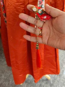 Orange Embroidered Maxi Dress