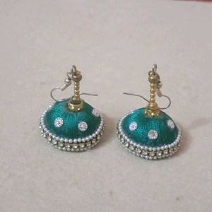 Green Jhumka Earrings