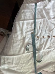 White &amp; Blue Block Print High-Low Kurti
