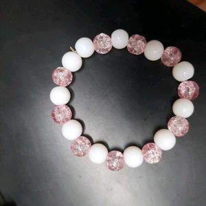 Pink &amp; White Beaded Bracelet