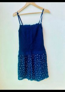 Navy Polka Dot Romper