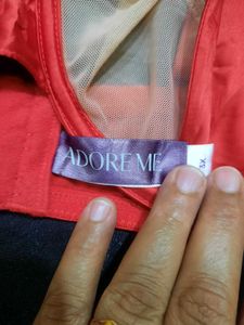 Red Satin Bra with Bow Detail