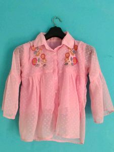 Pink Floral Embroidered Top