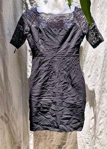 I. Lace Detail Black Dress