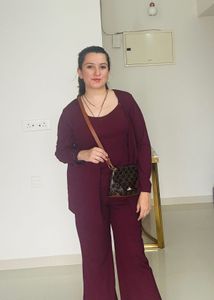 Burgundy Ribbed Coord Set