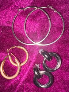 Combo Hoop Earrings Set Of 3