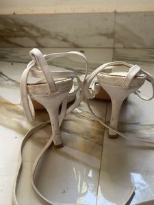 Shein White Tie Up Heels