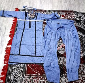 sky Blue Pakistani shining crepe full  patiyala