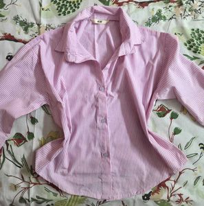 Cropped Pink Striped Shirt