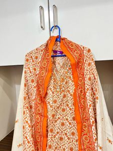 Libas Orange & White Printed Salwar Set