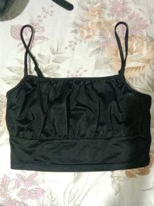 Black Spaghetti Strap Crop Top