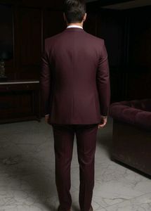 Burgundy Men's Suit - Formal Style free with tie