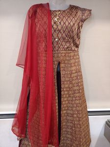 Royal Navel Slit Long Kurta With Dupatta
