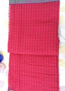 Red colour saree with multi coloured boarders,  fe