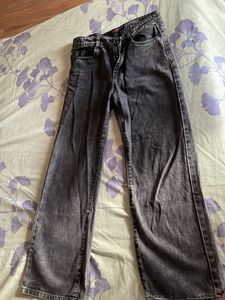 Trendy Grey Wide Leg Jeans