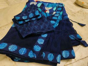 Elegant Blue Printed Saree