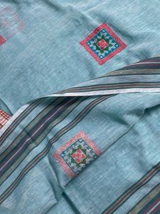 Striped Cotton Saree with Blouse