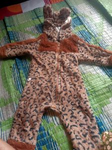 Animal Print Hooded suit for baby boy
