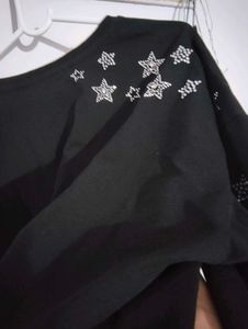 Star Embellished Black Top