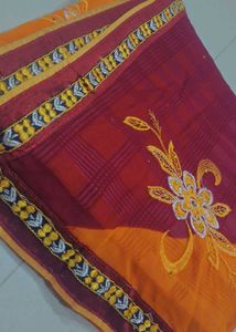 Elegant red and mustard Saree