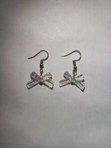 Handmade Clear Bow Earrings