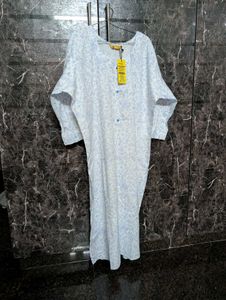 Women's Cotton Kurti– Light Blue Floral Print