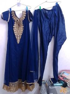 Elegant Blue & Gold Salwar Suit,new