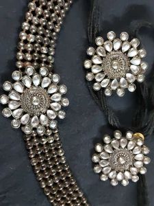 Oxidized Silver Necklace &amp; Earring Set