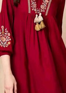 Red Embroidered Tunic