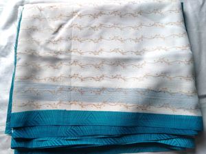 White And Blue Mix Saree