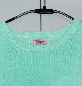 Mint Green Ginger Top with Lace Shoulde