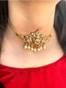 Stunning Gold-Plated Peacock Choker Necklace