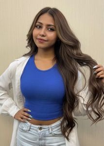 Blue Ribbed Cropped Tank