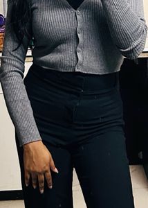 Cropped Gray Cardigan
