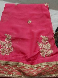 Peach Colour Saree Without Blouse