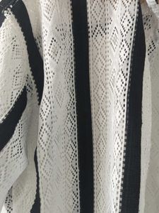 Crochet Stripe Crop Shirt
