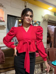 Red Puff Sleeve Top