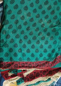 Green Red Soft Chiffon Saree, Blouse