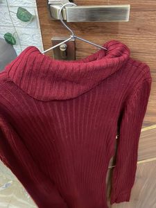 Burgundy Knit Midi Sweater Dress