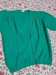 Green Button-Down Cardigan