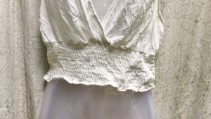 White V-Neck Sleeveless Top
