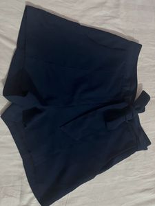 Navy Blue Tie Waist Shorts