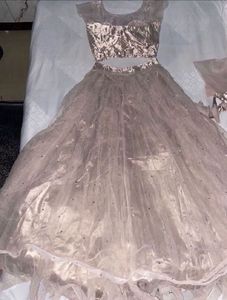 Mauve Mirror Work Big Flare Lehenga