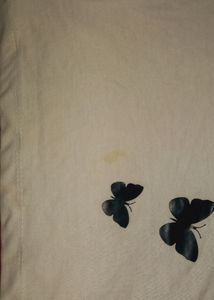 printed women white cotton round neck top