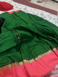 Green &amp; Pink Lehenga Set