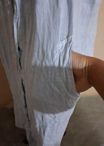Light Blue Linen Long Shirt Dress