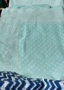 Turquoise Saree With Blouse