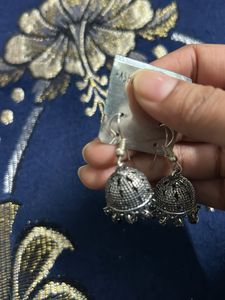 Silver Jhumka Earrings